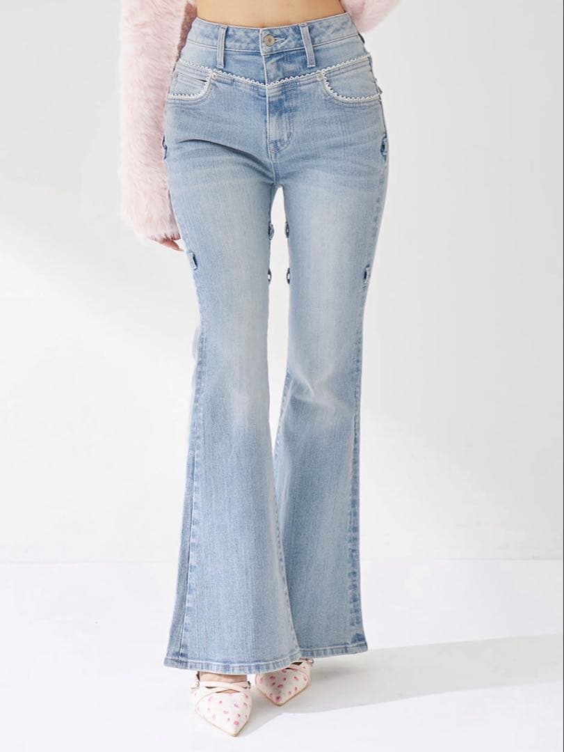 【美品】Darich ダーリッチ ピコレースハイウエストフレアデニム XS