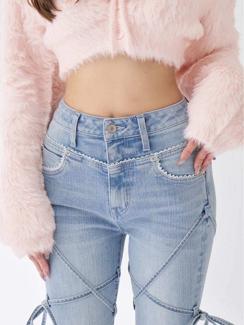 【美品】Darich ダーリッチ ピコレースハイウエストフレアデニム XS