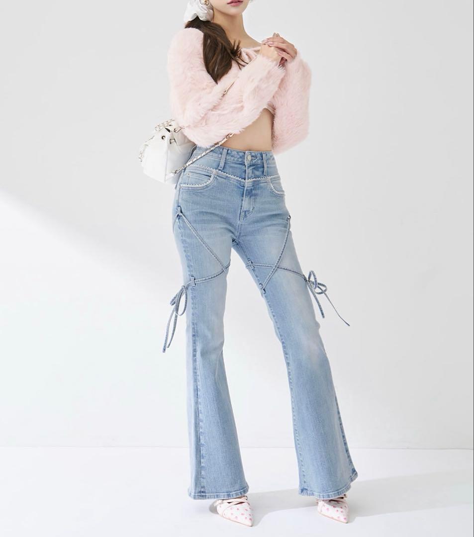 【美品】Darich ダーリッチ ピコレースハイウエストフレアデニム XS