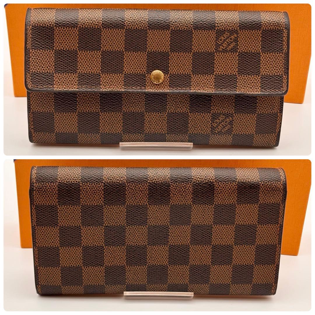 【鑑定済み】ルイヴィトン✨ダミエ 二つ折り財布✨ポルトフォイユサラ 長財布