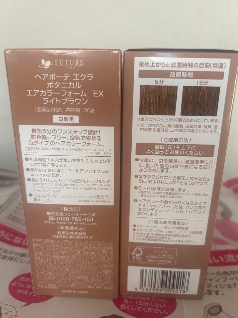 ヘアーボーテ　エクラ　ボタニカルエアカラーフォーム ライトブラウン　2個