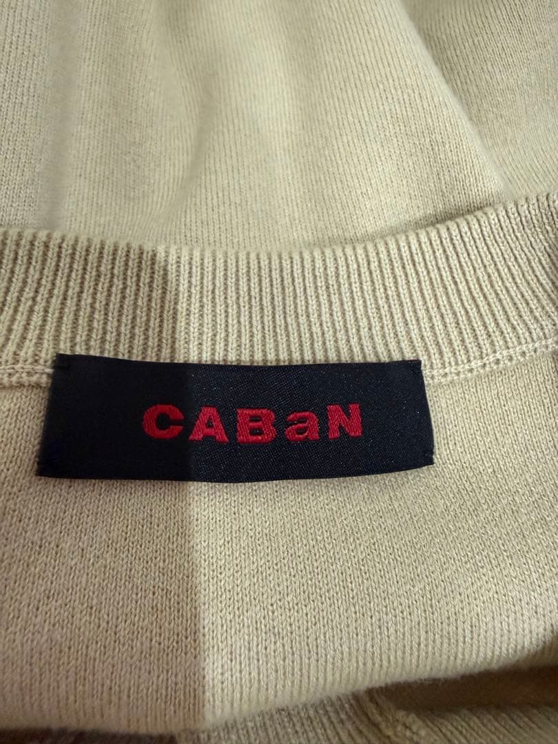CABaN コットンカシミヤクルーネックカーディガン　ライトベージュ
