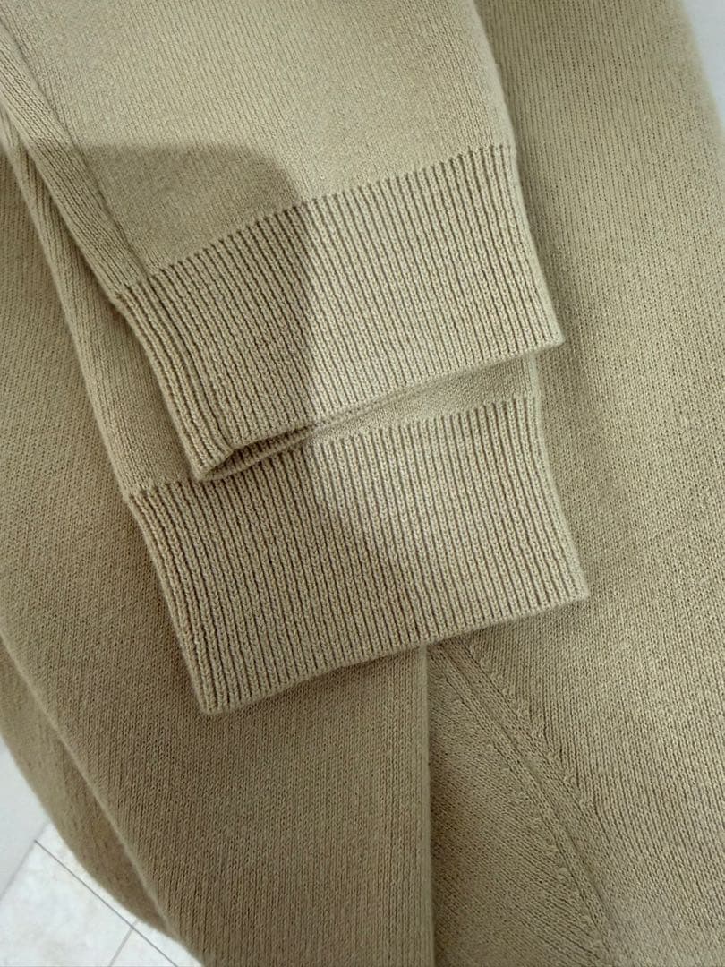 CABaN コットンカシミヤクルーネックカーディガン　ライトベージュ