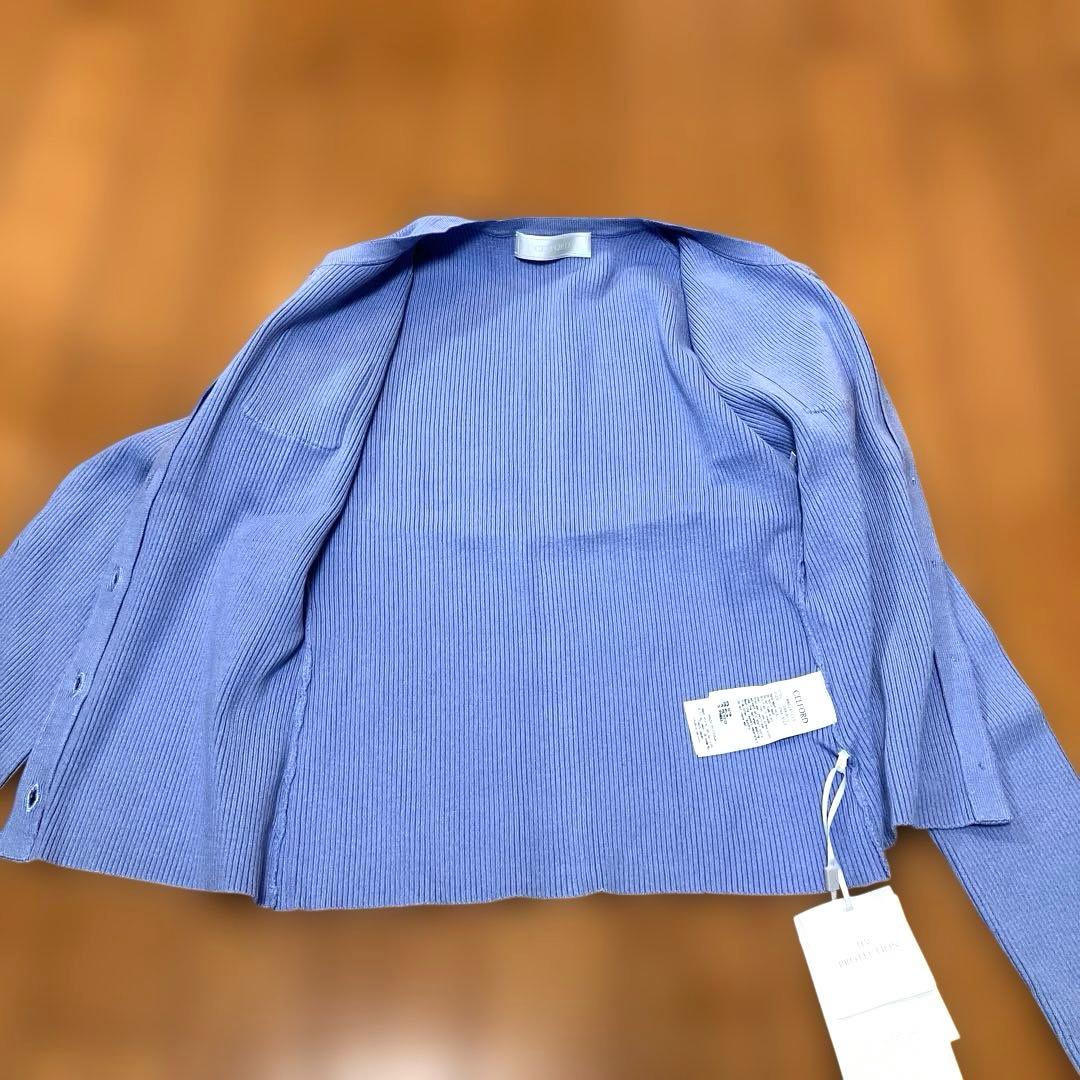 新品　セルフォード CELFORD ロゴチャーム　リブニット　カーディガン
