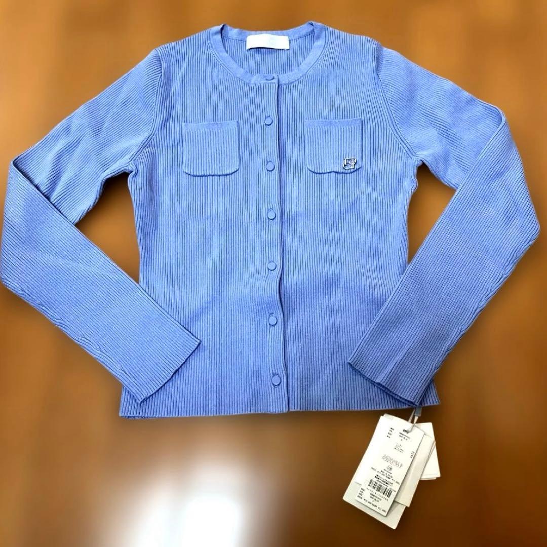 新品　セルフォード CELFORD ロゴチャーム　リブニット　カーディガン