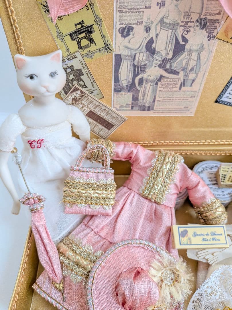 専用　　　ちびくま工房　ビクトリアン猫Noraのbox　アンティークレース