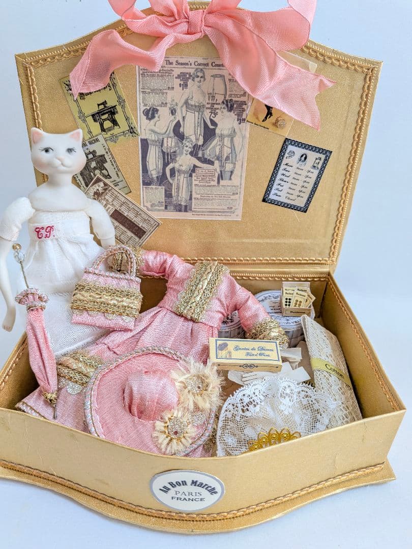 専用　　　ちびくま工房　ビクトリアン猫Noraのbox　アンティークレース