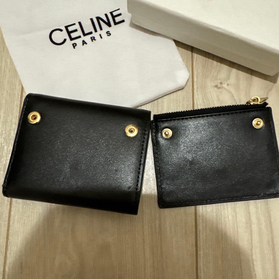 CELINE ブラック 三つ折り財布　トリオンフ