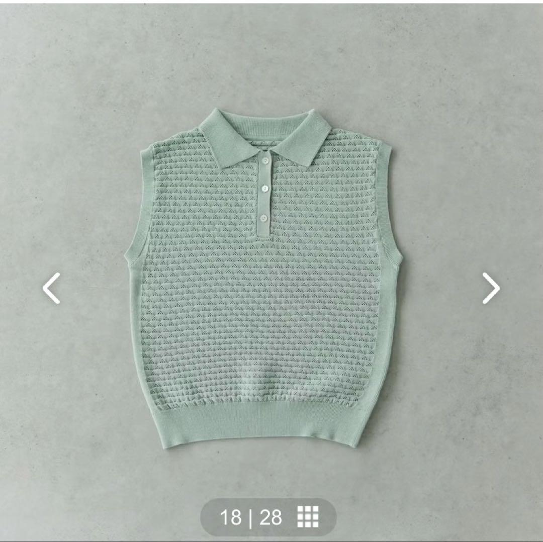 ‼︎お値下げ‼︎北欧暮らしの道具店　透かし編みニットポロ　ミントグリーン