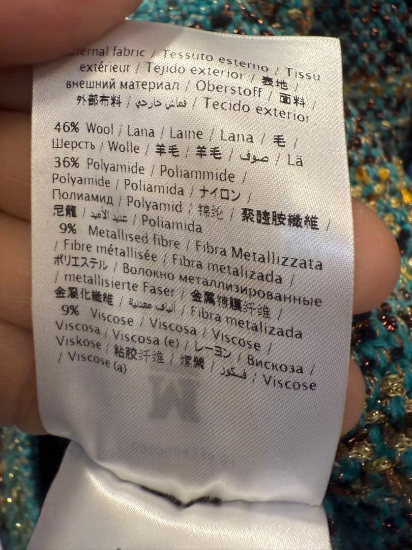 値下げ大きいサイズMissoniミッソーニターコイズブルー編みカーディガン44