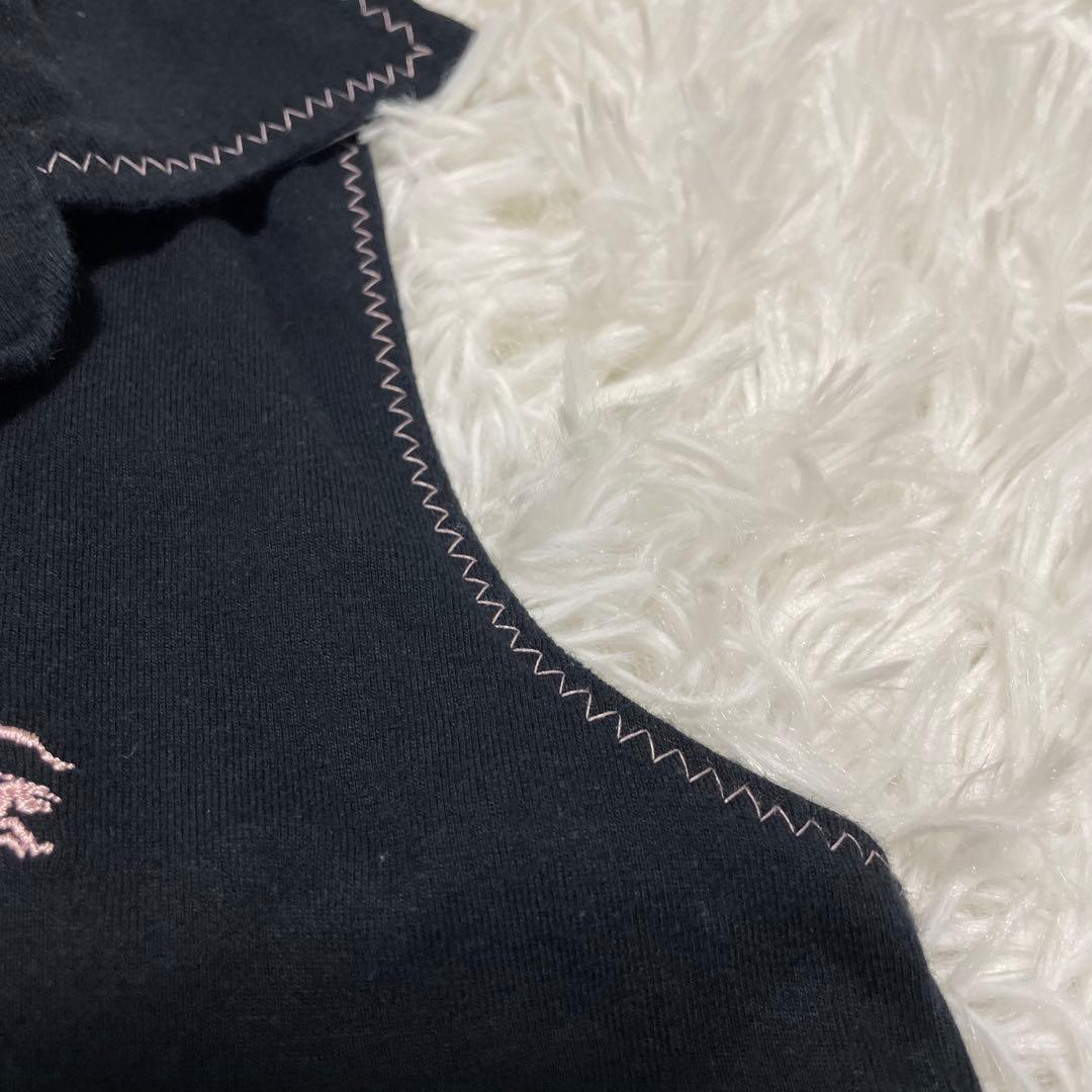 バーバリーブルーレーベル ノースリーブ ポロシャツ ノバチェック ロゴ刺繍 黒