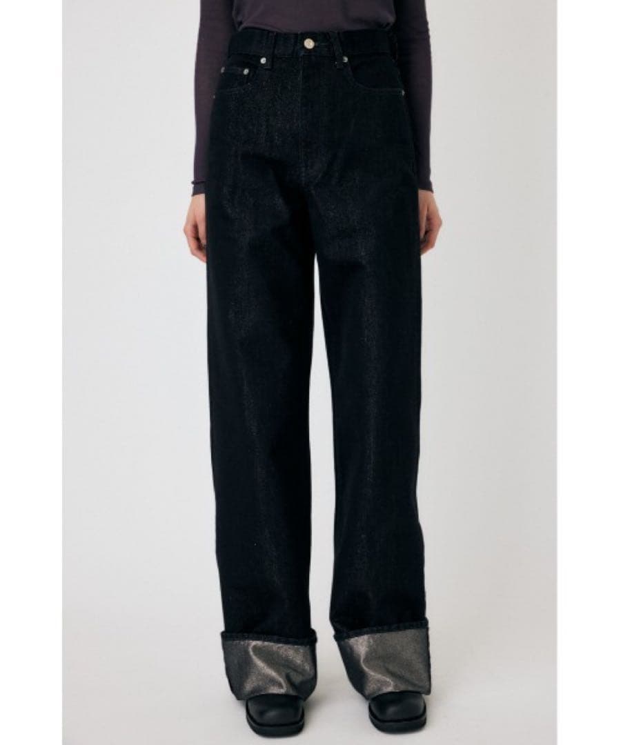 【超美品】moussy グリッターデニムワイドストレッチパンツSサイズ相当