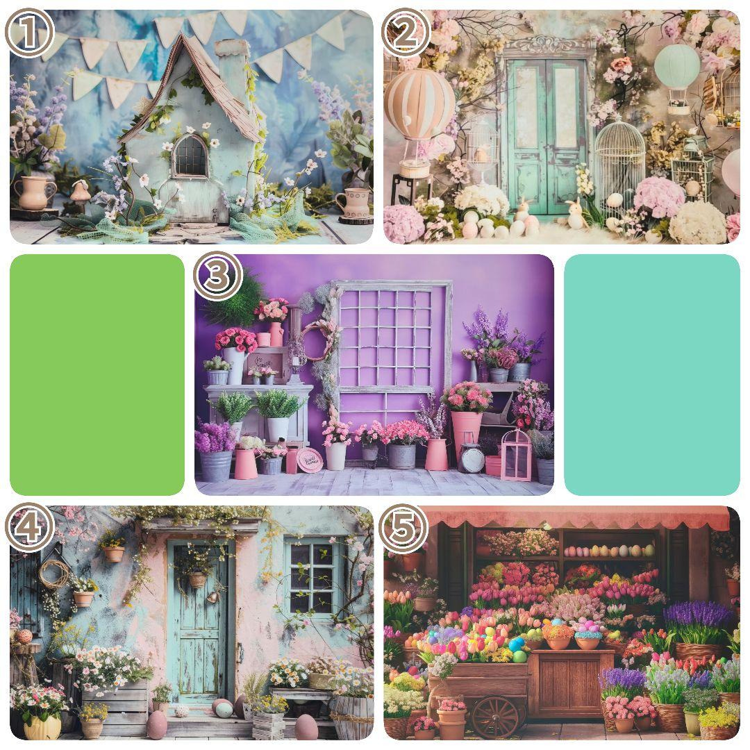 背景布+トリミングチョーカー　リボン　桜　春　3月4月　ペット撮影用フォトブース