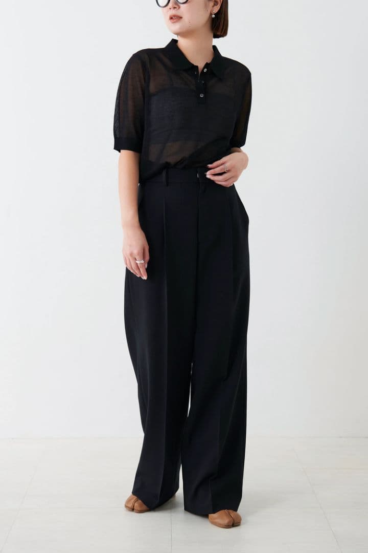 ☆　　　シアーリネンポロニット　新品未使用　BLACK