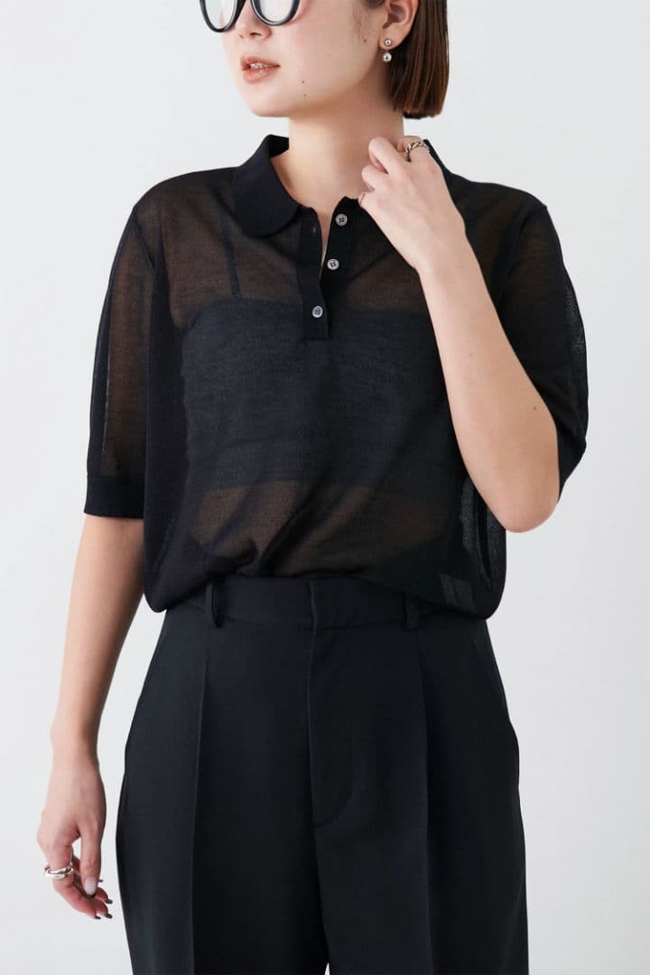☆　　　シアーリネンポロニット　新品未使用　BLACK