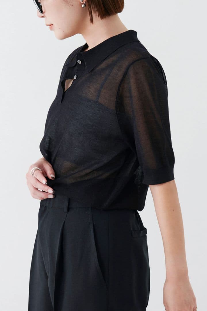 ☆　　　シアーリネンポロニット　新品未使用　BLACK