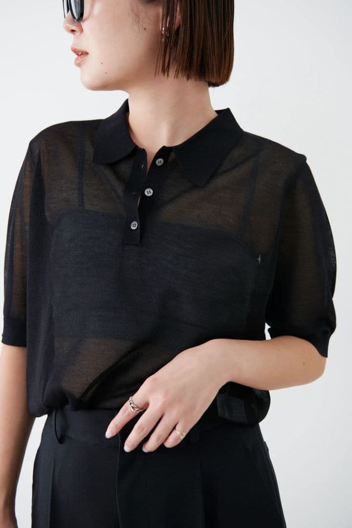 ☆　　　シアーリネンポロニット　新品未使用　BLACK