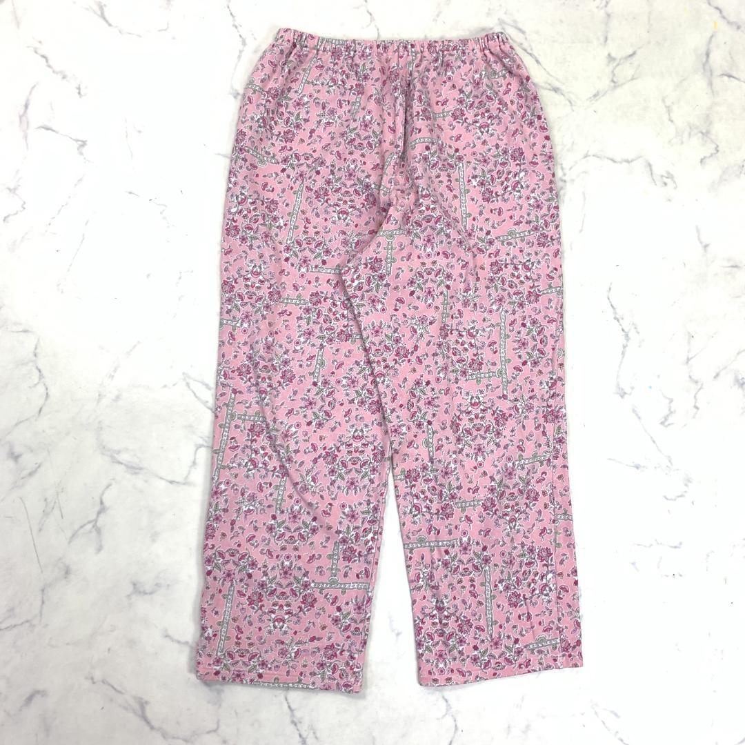 A6813 ミントン パジャマ ルームウェア 綿 コットン 花柄 ピンク LL