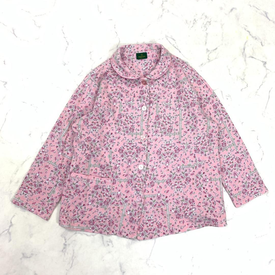 A6813 ミントン パジャマ ルームウェア 綿 コットン 花柄 ピンク LL