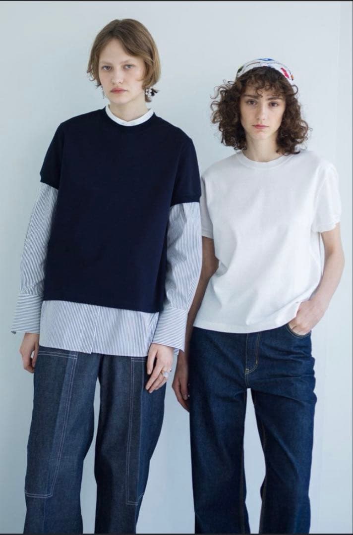 【ebure×Ron Herman】コットンポンチニットカラー Tシャツ