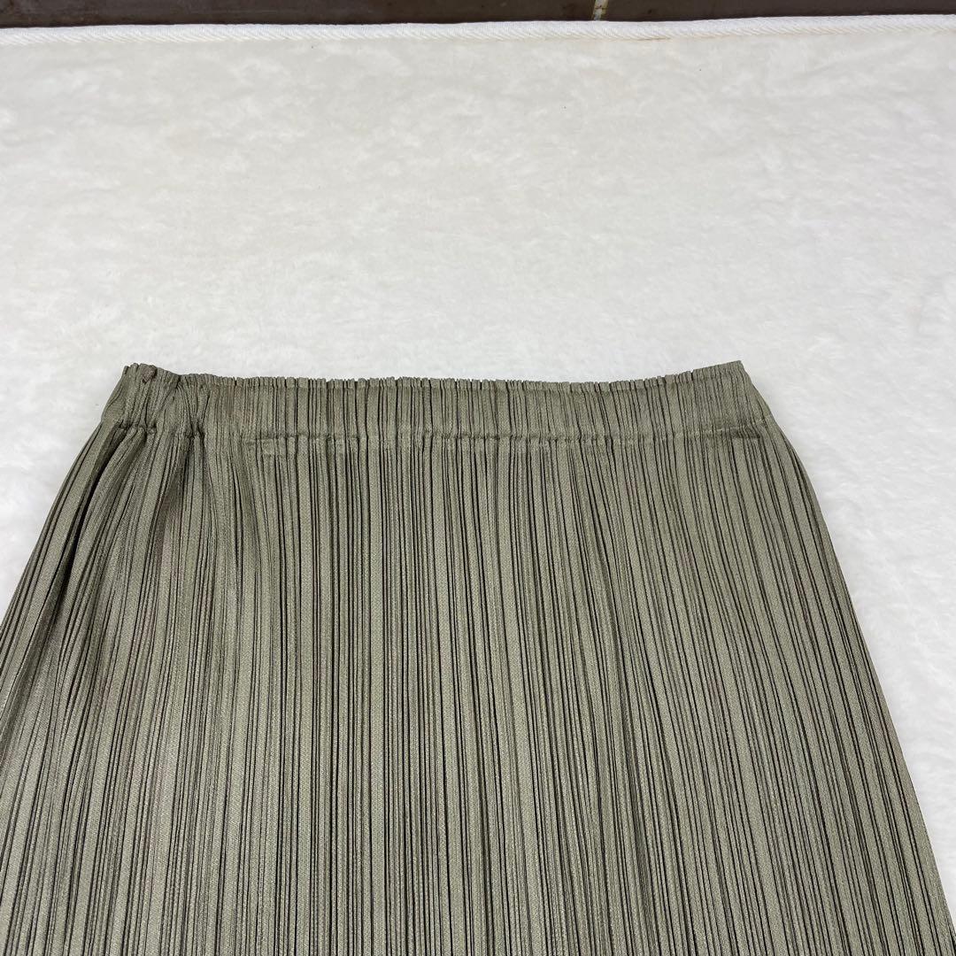 美品　PLEATS PLEASE オリーブグリーン プリーツロングスカート