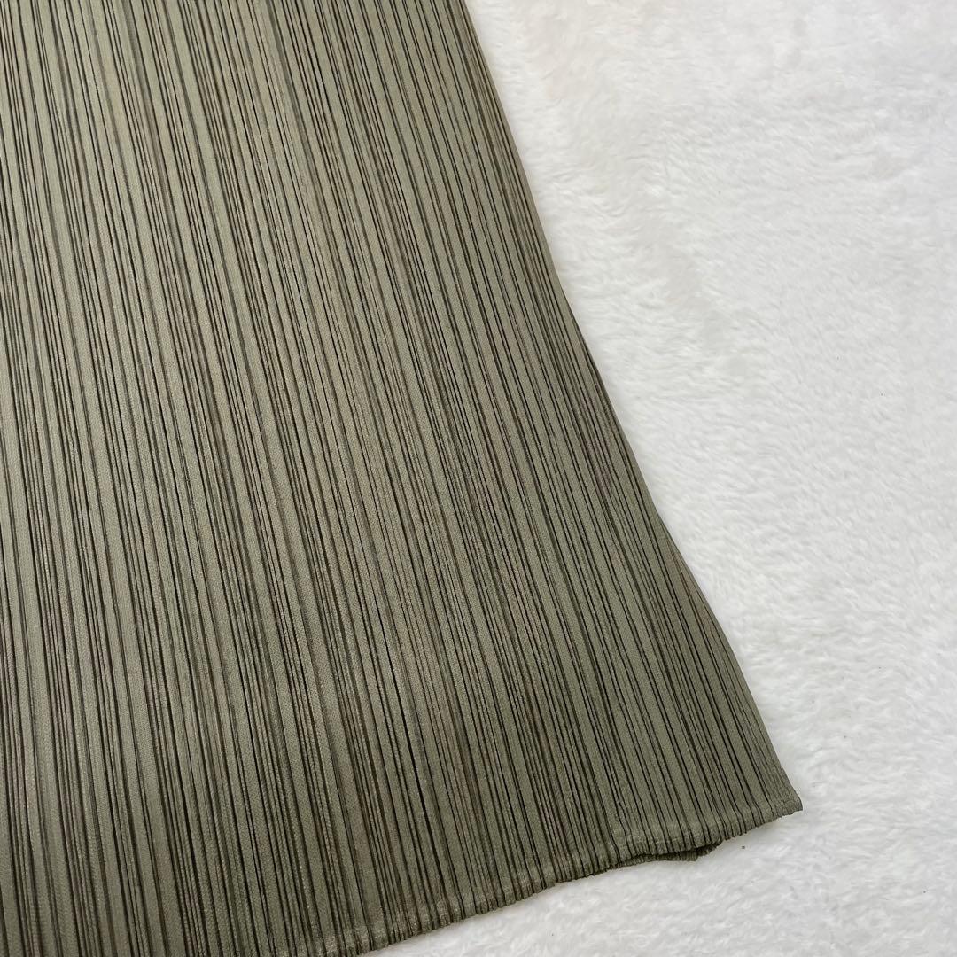 美品　PLEATS PLEASE オリーブグリーン プリーツロングスカート