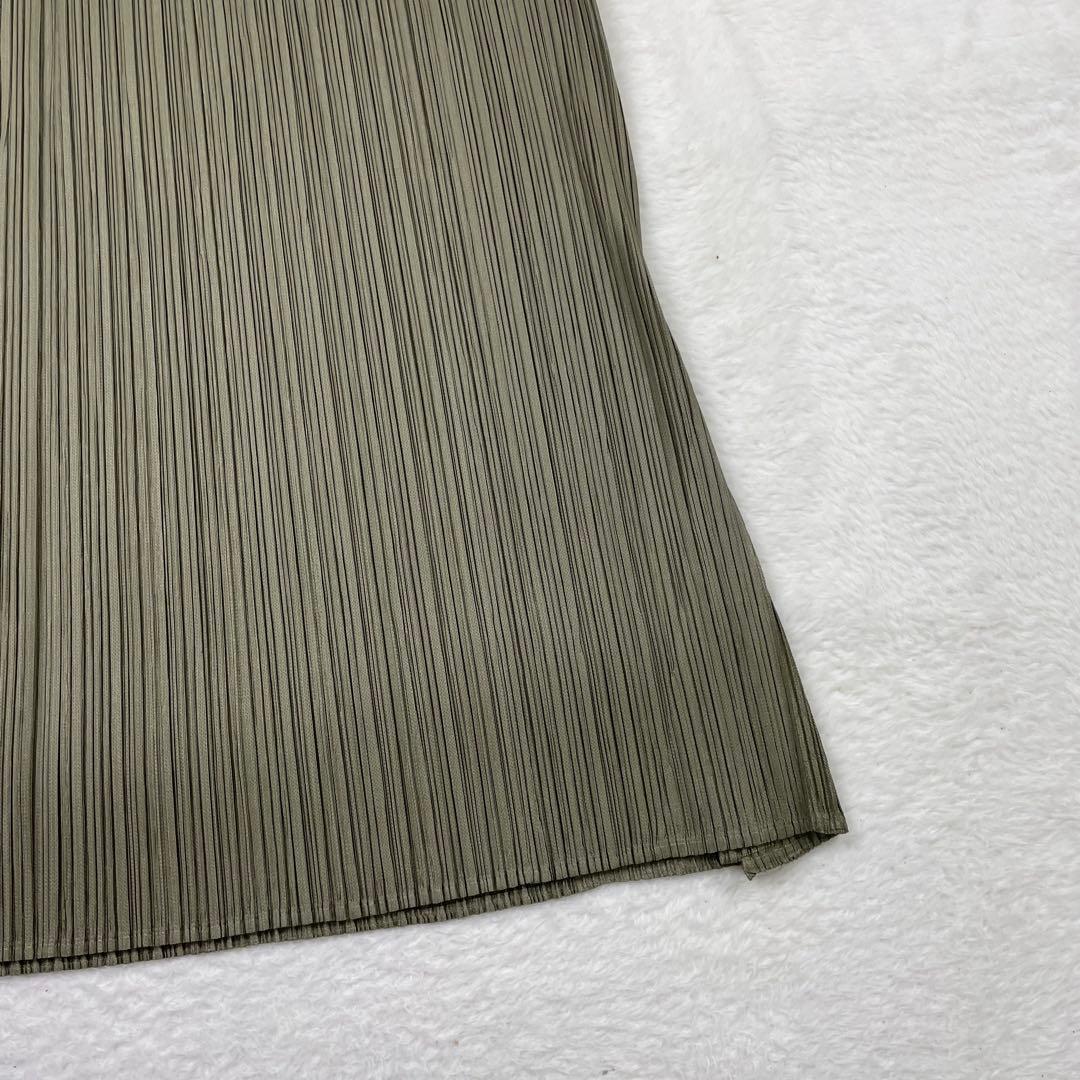 美品　PLEATS PLEASE オリーブグリーン プリーツロングスカート