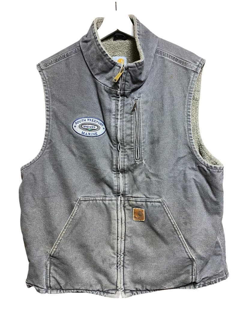【2月末まで断捨離セール！】carhartt ダックベスト 裏ボア ワンポイント