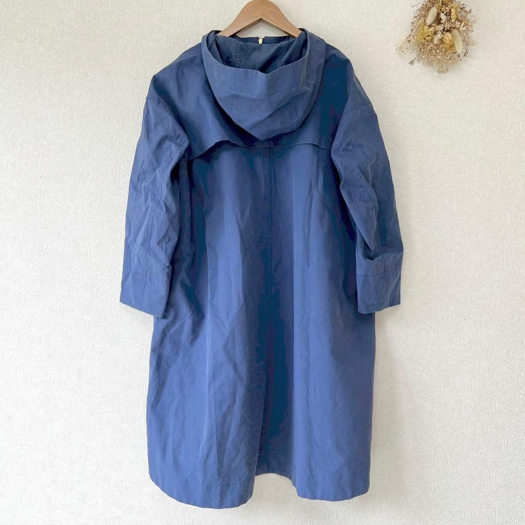 Drawer ミリタリーモッズコート フーデット シワ加工 ブルー系 36