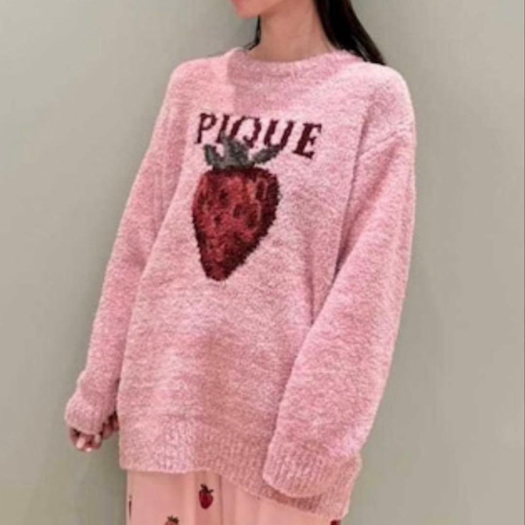 新品 タグ付き ジェラートピケ メランジストロベリージャガード プルオーバー