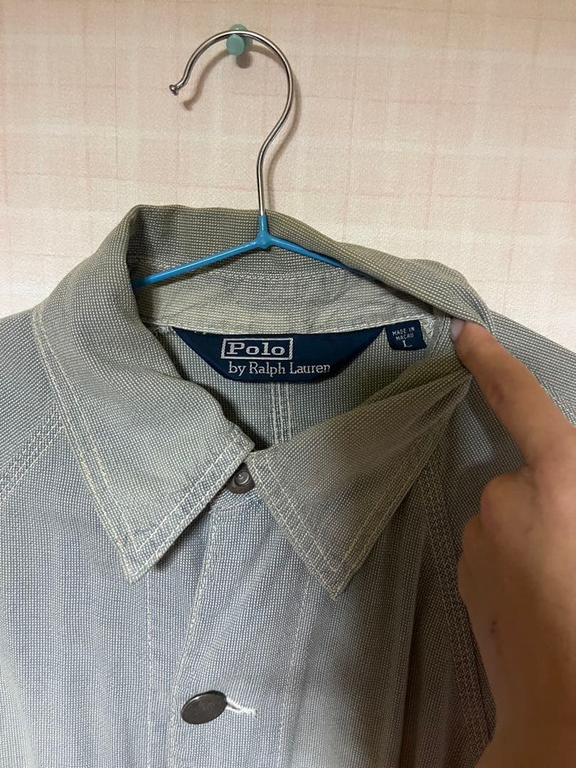 レア90sラルフローレン カバーオール　ダメージ加工チェンジボタンヴィンテージ