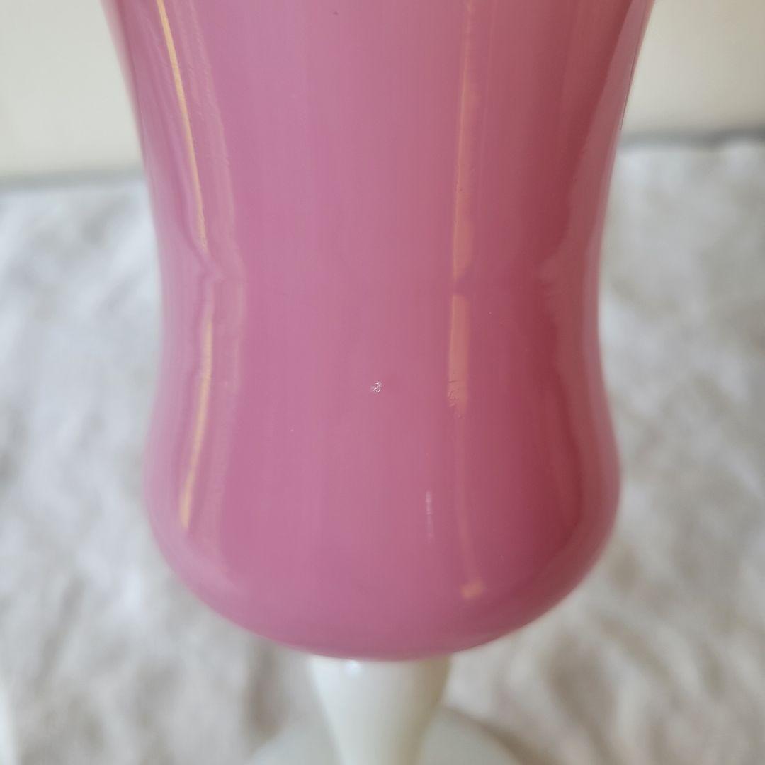 フランス　アンティーク　オパリンガラス　フラワーベース　ピンク×乳白