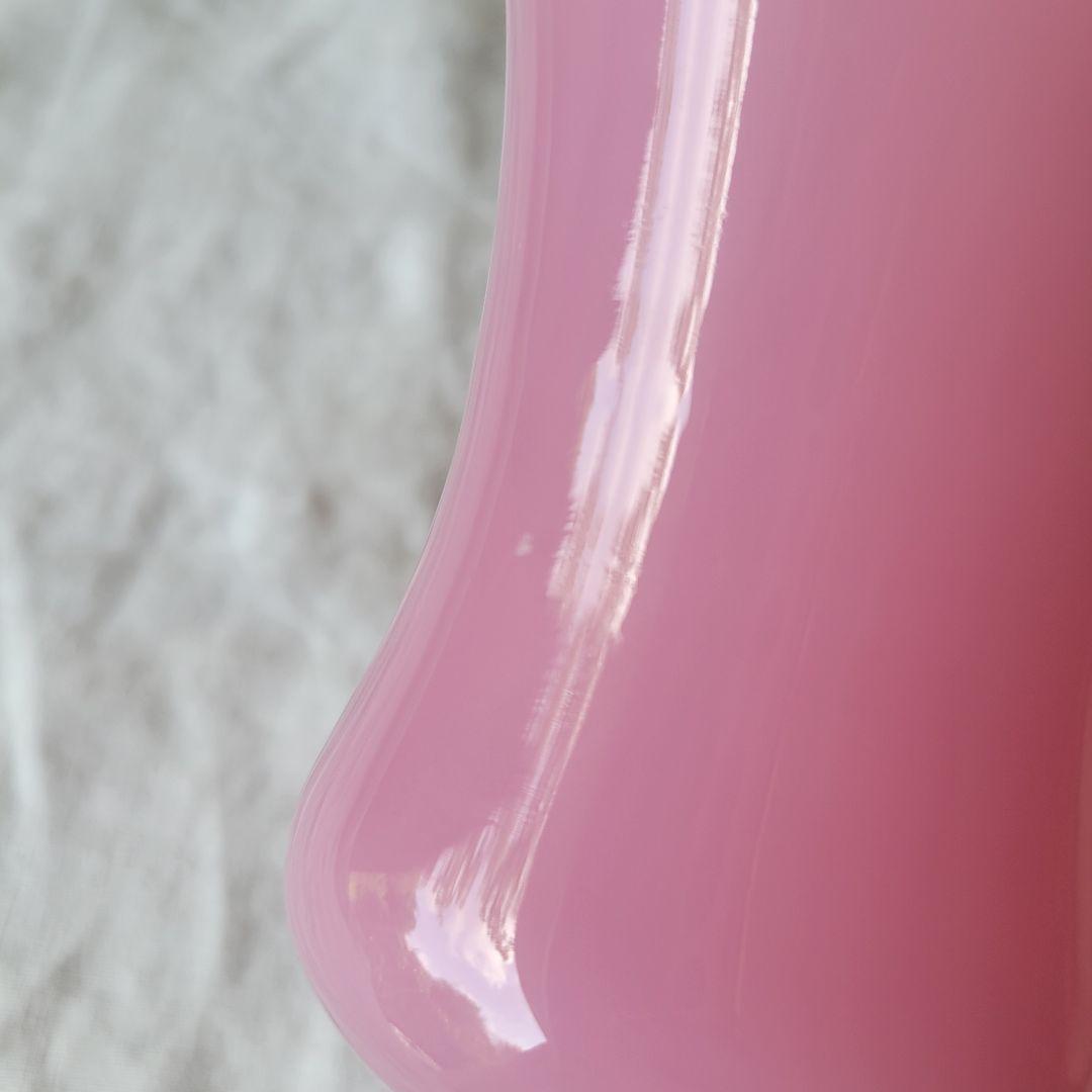 フランス　アンティーク　オパリンガラス　フラワーベース　ピンク×乳白