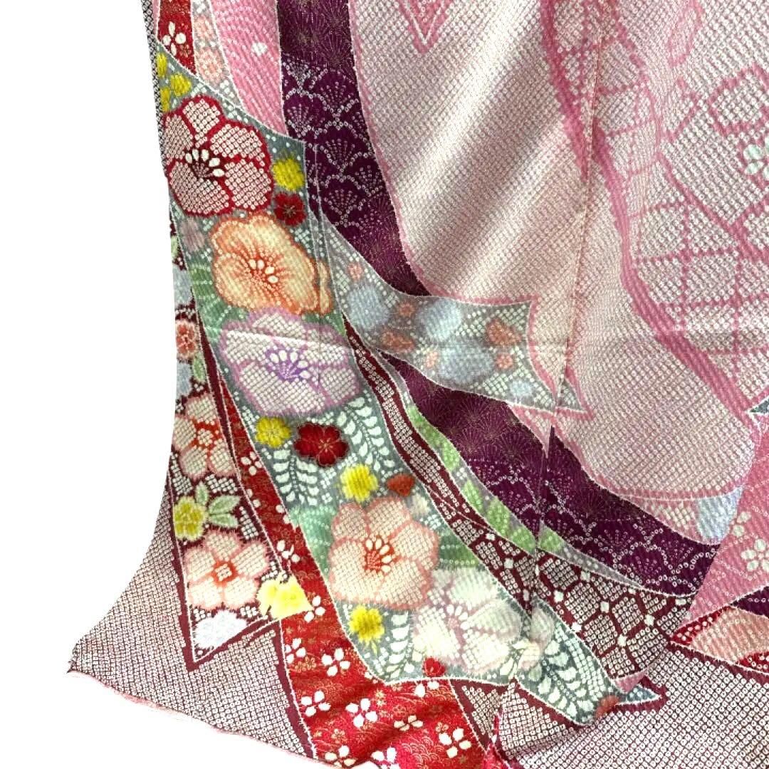 ア*ー様 正絹 振袖 絞り風 膨れ織 京友禅 豪華 未仕立て品 仮絵羽 1200