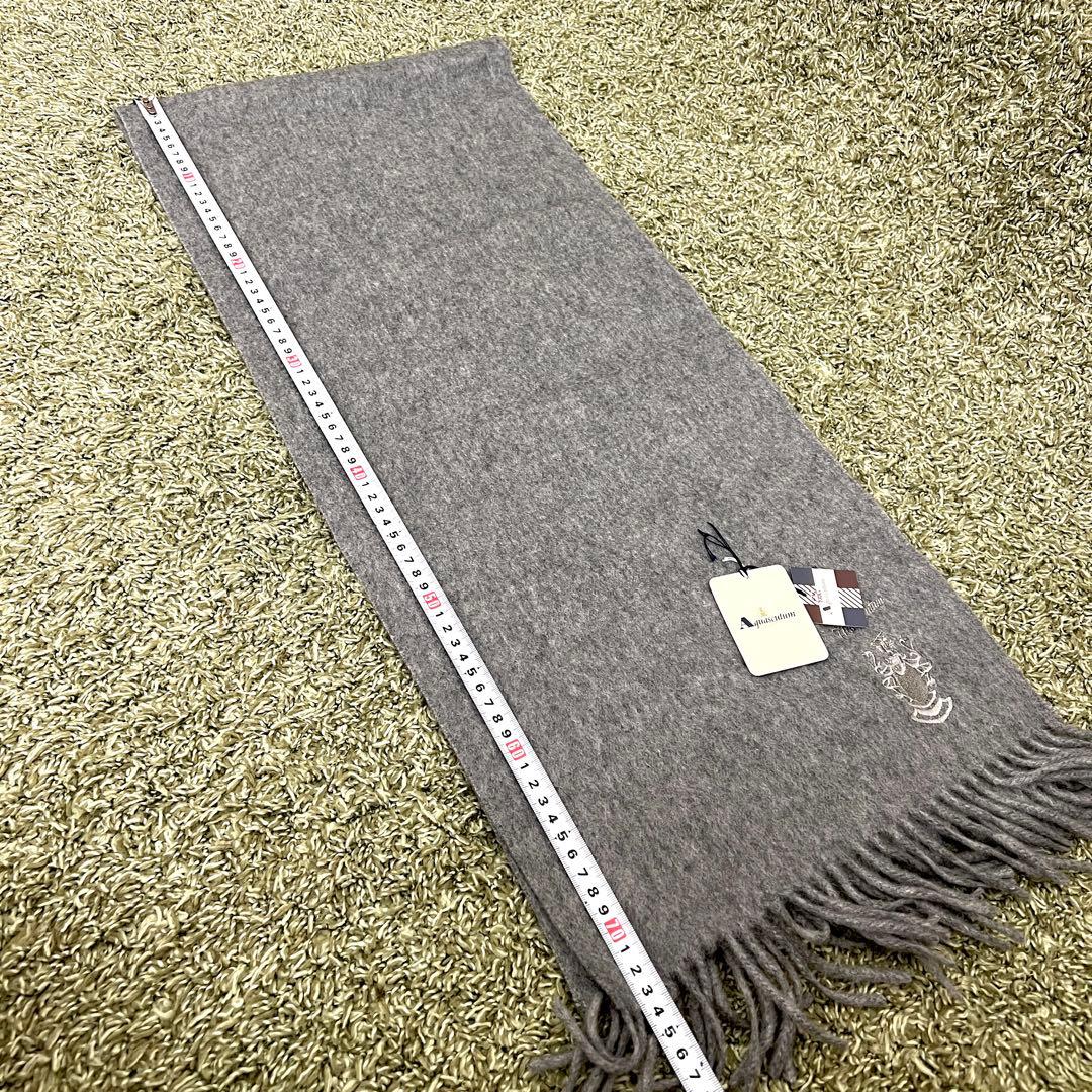 新品　アクアスキュータム　マフラ　カシミヤ　100% グレー　タグ付き　145