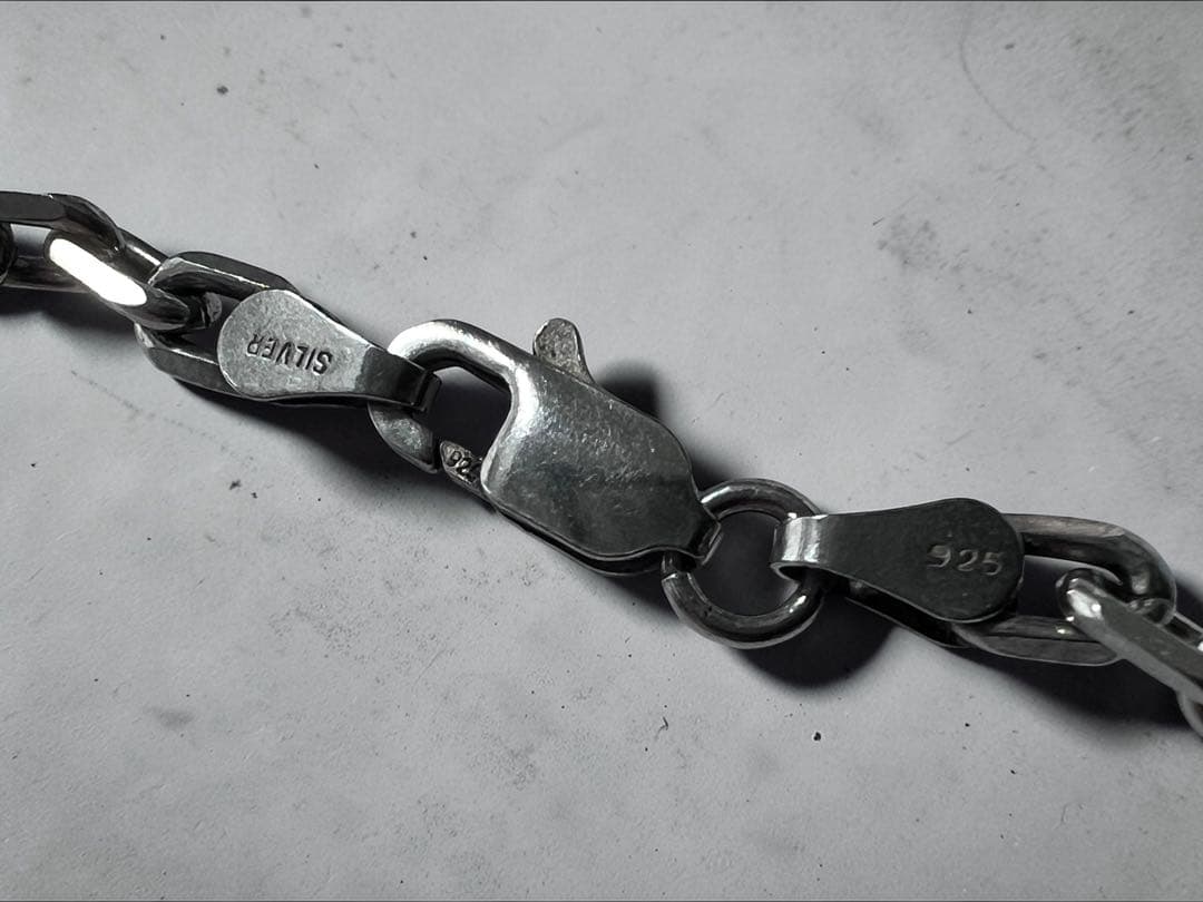 ぴーこ　925 カットあずきチェーン ネックレス 幅4mm 全長50cm