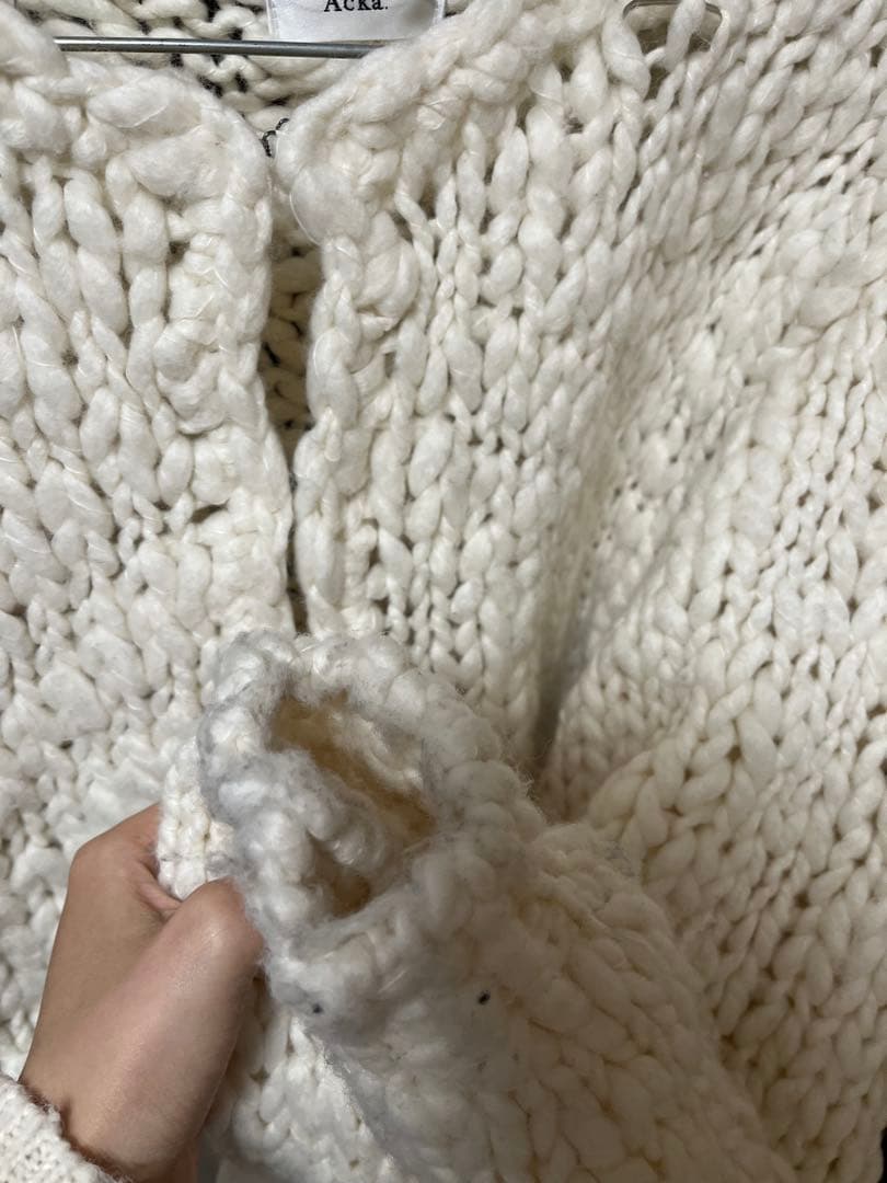 トップス Acka. frill hand knit cardigan