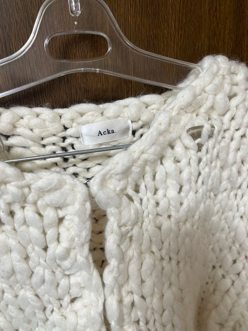 トップス Acka. frill hand knit cardigan