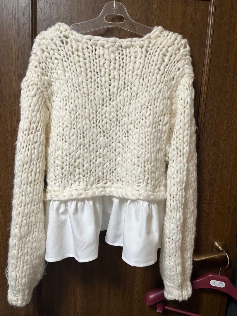 トップス Acka. frill hand knit cardigan