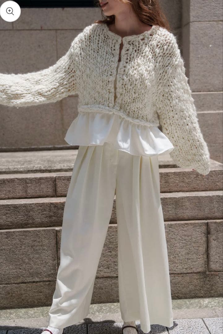 トップス Acka. frill hand knit cardigan