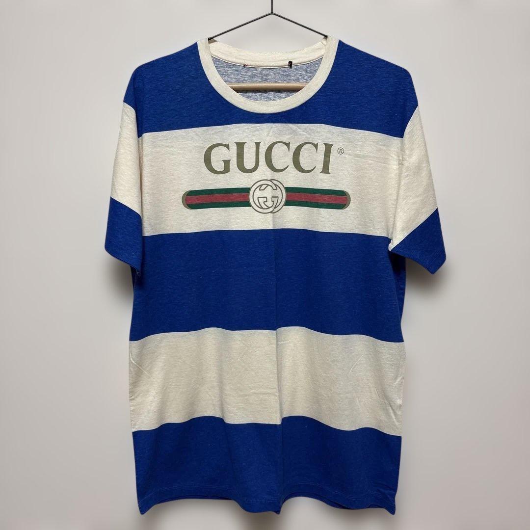 GUCCI ビンテージ風加工 ボーダー Tシャツ