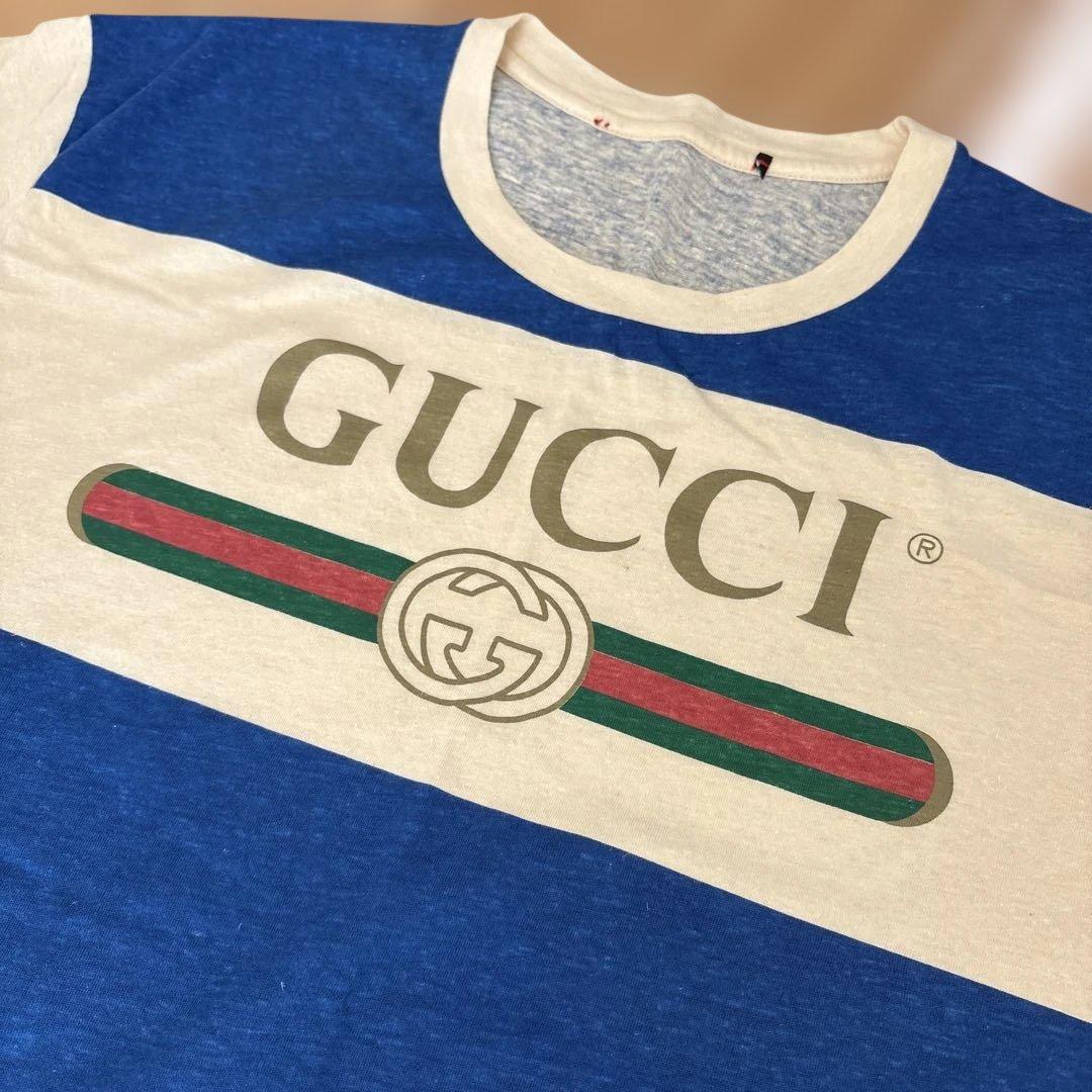 GUCCI ビンテージ風加工 ボーダー Tシャツ