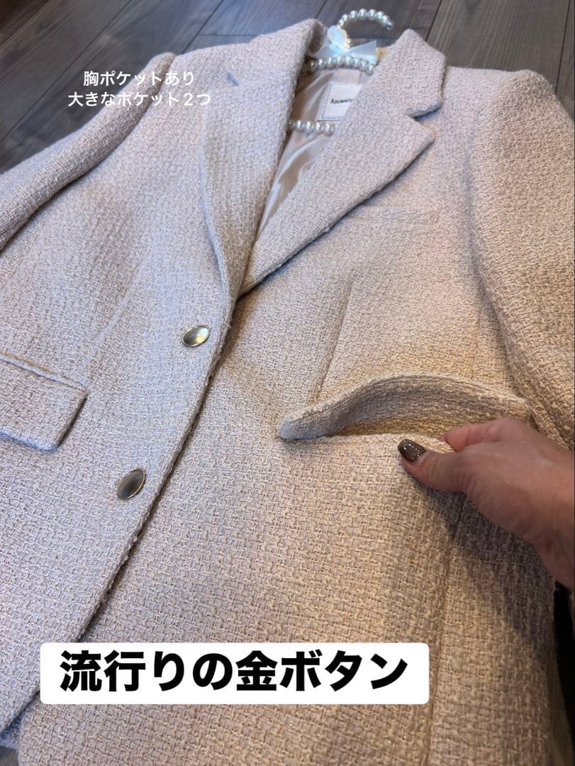 【美品】卒業入学式若見えアプワイザーリッシュ ピンクツイードジャケット M