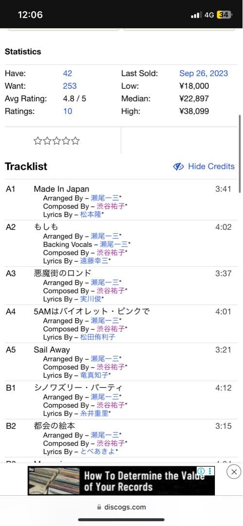 初回盤 渋谷祐子 Yuuko Shibuya MADE IN JAPAN LP