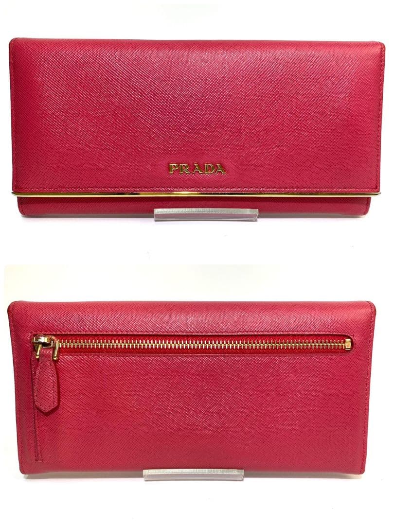 極美品✨️プラダ PRADA 長財布 サフィアーノ レザー ピンク ゴールド金具
