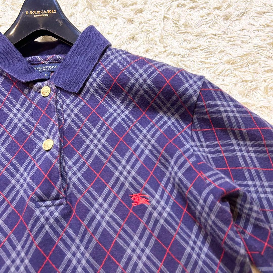超希少✨️BURBERRY ノバチェック ホースロゴ 金ボタン ポロシャツ M