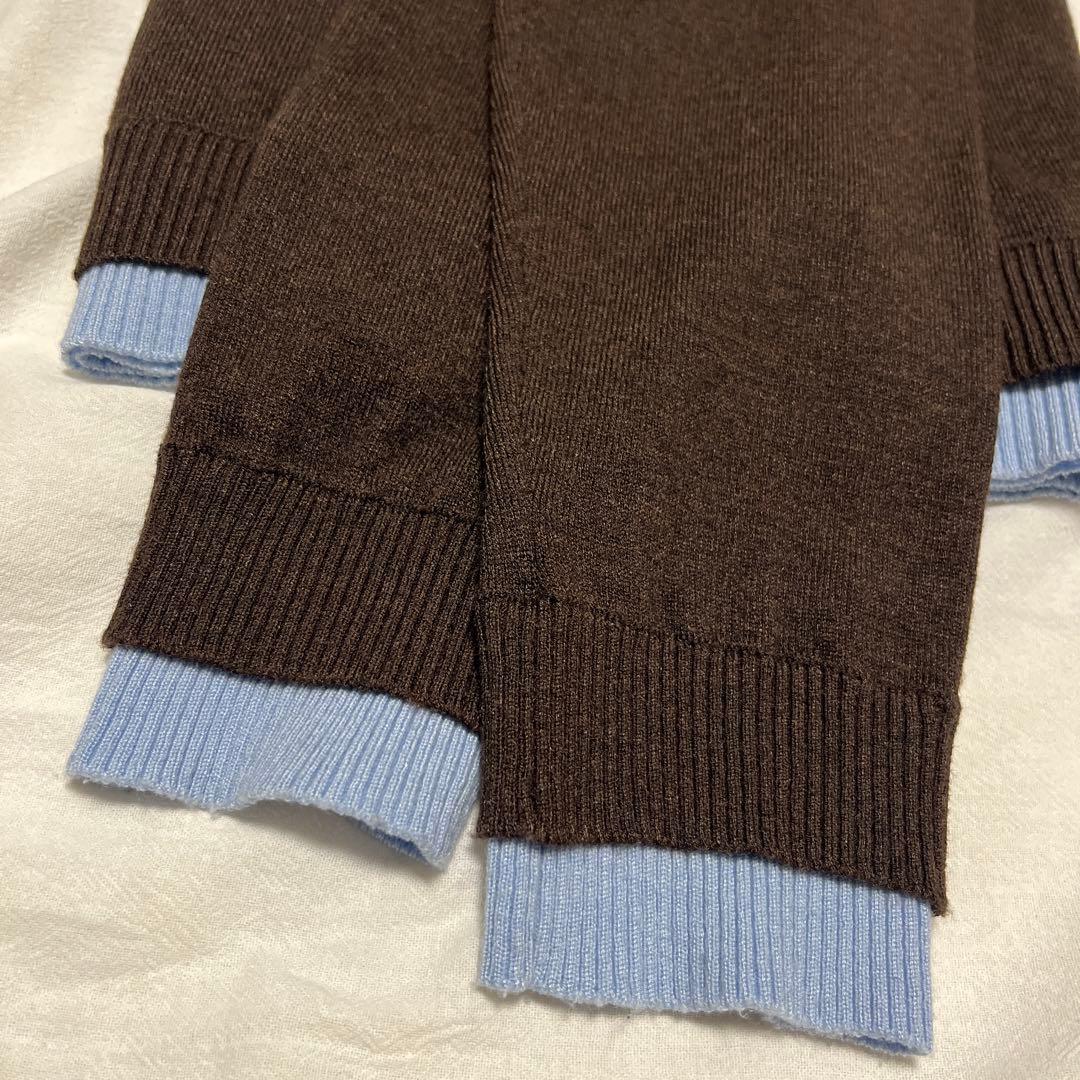 ZARA ブラウン・ライトブルー カーディガン L 完売品