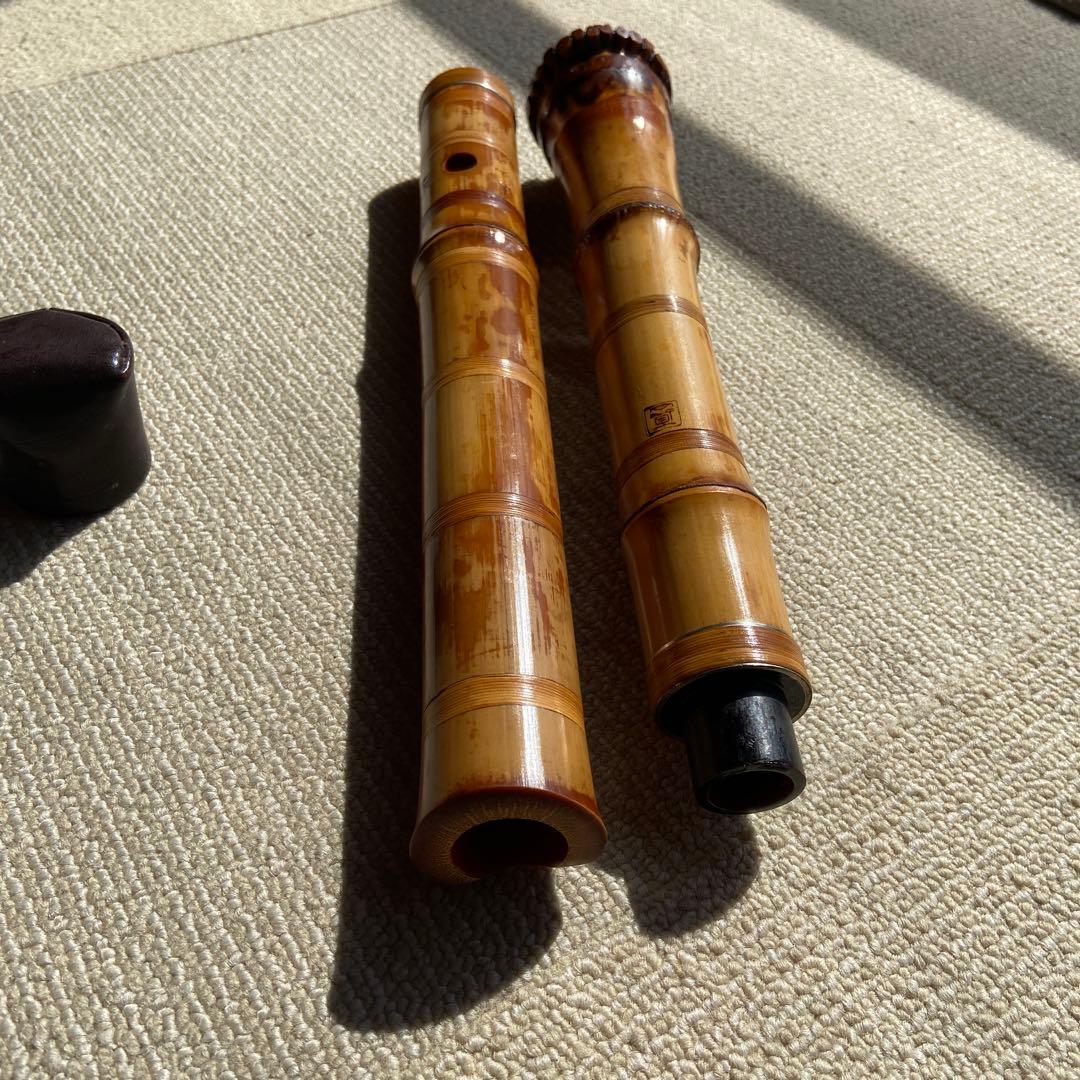 大幅値下げ193 尺八　一尺八寸管　眞山銘三印　名管　七孔尺八