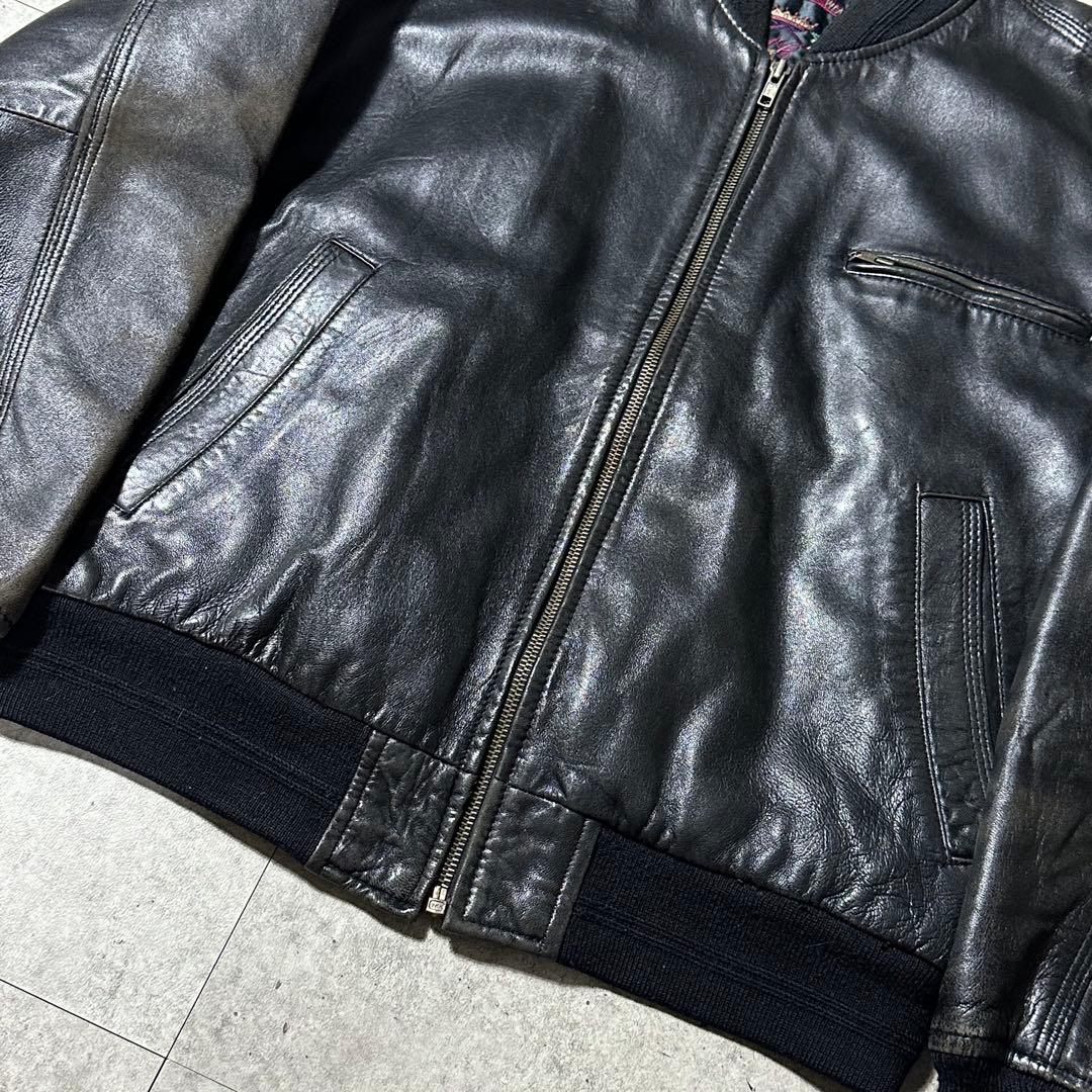ASHVILLE 羊革 レザー ライダース MA1 黒