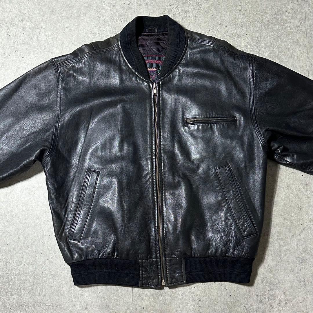 ASHVILLE 羊革 レザー ライダース MA1 黒